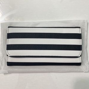 Kut from the Kloth Slim Striped Tri-fold Wallet Black Vegan Leather FabFitFun